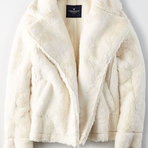 NWT - White faux-fur jacket